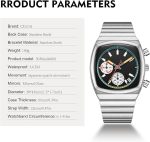 CILOA Mens Watches Chronograph Stainless Steel Waterproof Date Analog Business Fashion Wristwatch for Men - Image 5